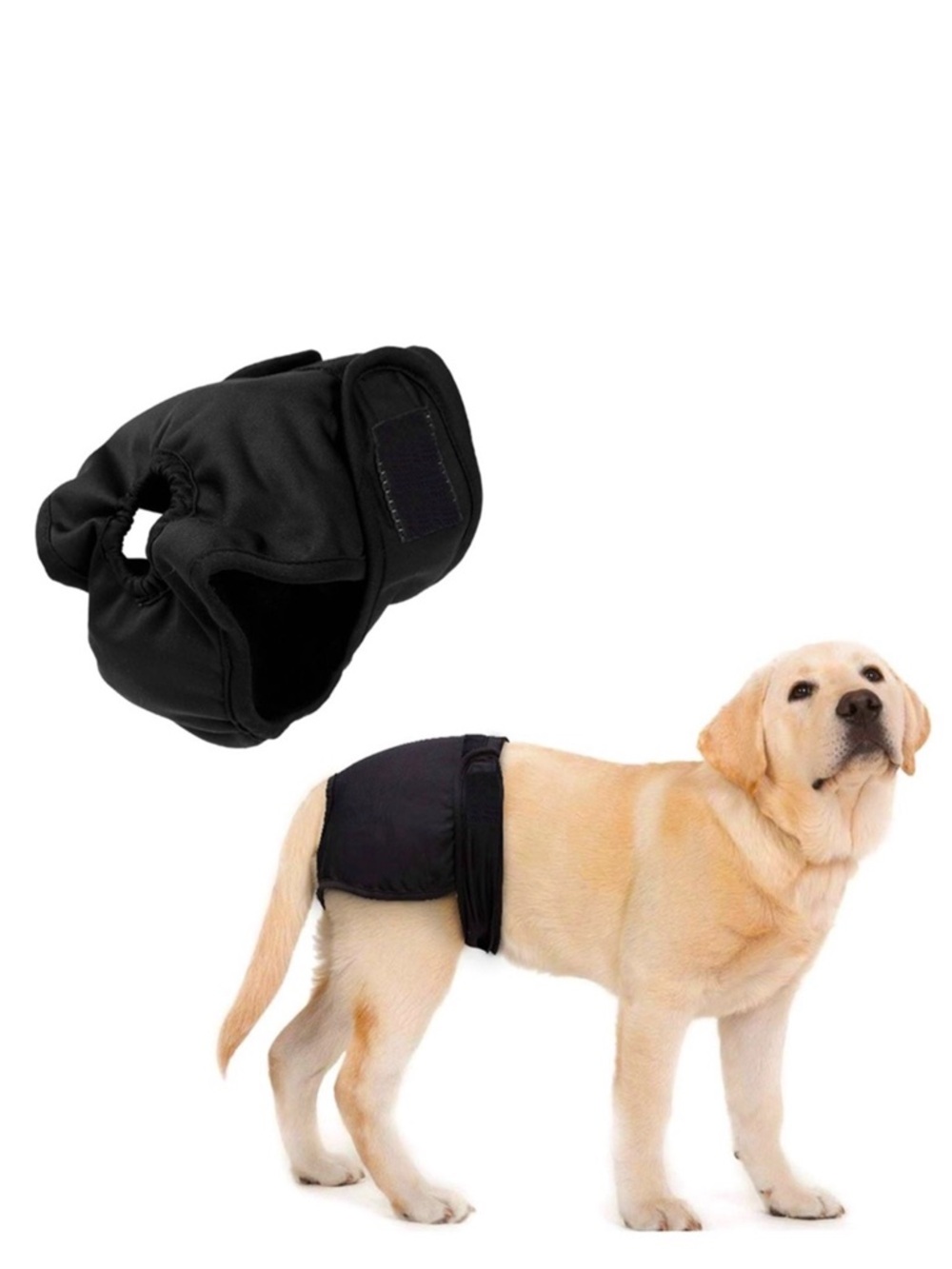 SOPHRESH Washable Male Medium Dog Diaper Wrap Leak Guard Pants in Black